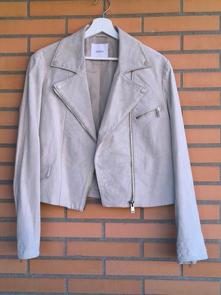 Chaqueta Biker Ante Beige Mango Talla XL