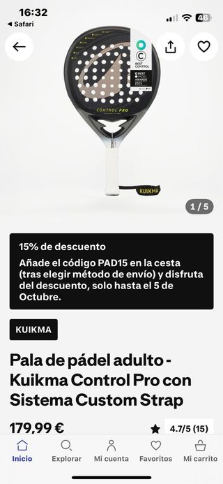 2  raquetas de Pádel kuikma Control
