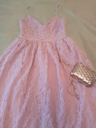 Vestido Amisu malva encaje tirantes