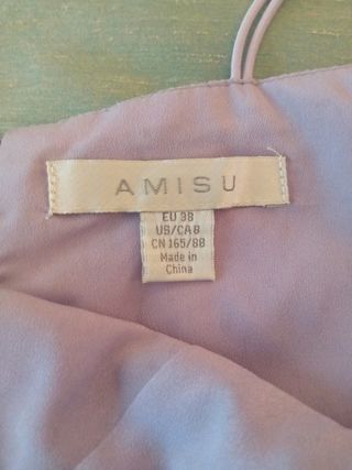 Vestido Amisu malva encaje tirantes