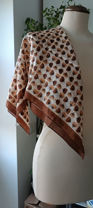 Foulard vintage seta marrone e beige