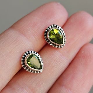 Pendientes Plata 925 Peridoto Gota