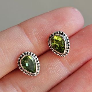 Pendientes Plata 925 Peridoto Gota