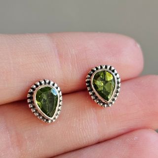 Pendientes Plata 925 Peridoto Gota