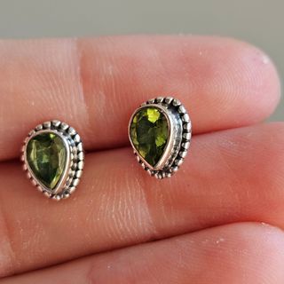Pendientes Plata 925 Peridoto Gota