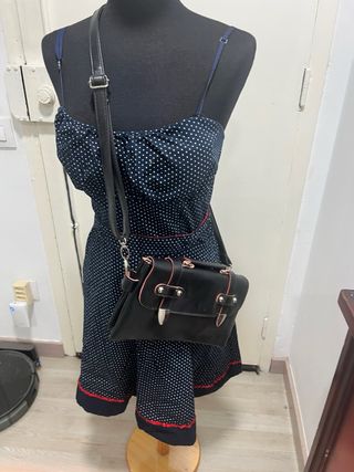 Vestido Pin Up Lunares Azul y Rojo