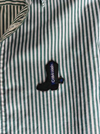 Camisa Calvin Klein Rayas Verde y Blanca