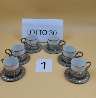Servizio caffè vintage peltro e ceramica