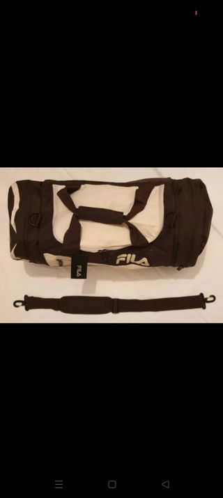 Borsone sportivo Fila marrone e beige con etichett