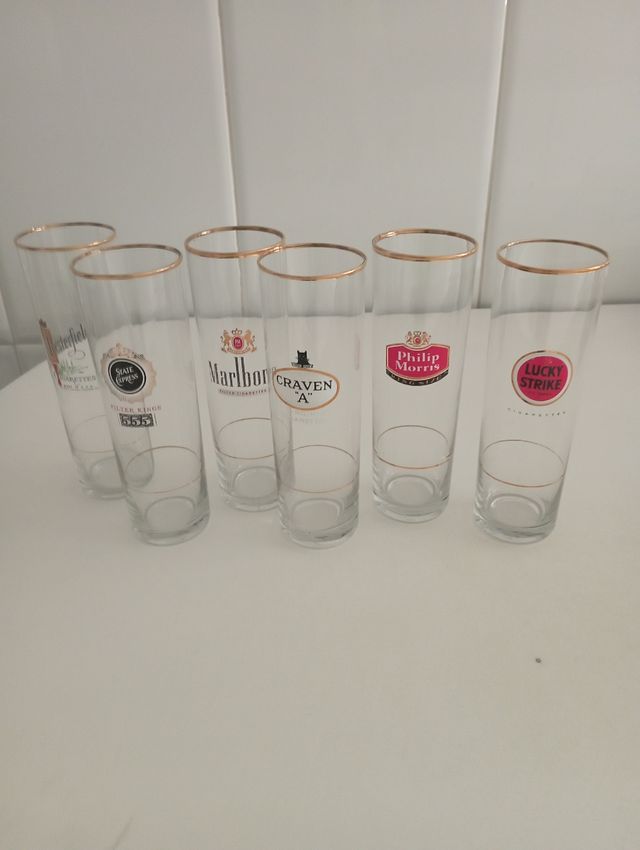 6 Vasos Whisky Altos serigrafiados con LogosTabaco