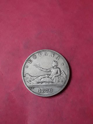 5 PESETAS 1870 PLATA GOBIERNO PROVISIONAL.MATRONA.