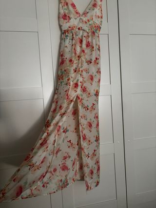 Vestido floral ceremonia blanco
