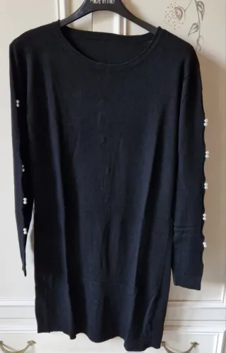 Vestito donna nero con perle
