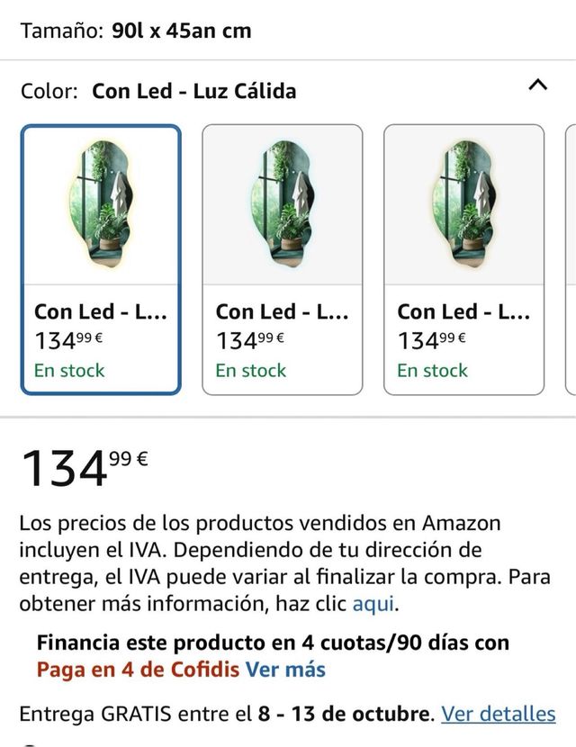 Espejo nuevo con luz LED retráctil