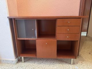 Mueble recibidor cristal y madera