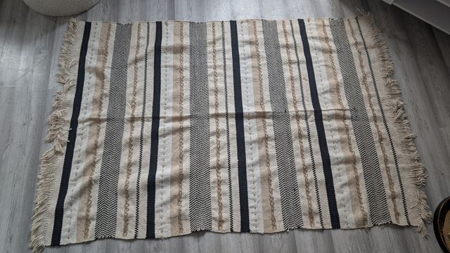 Alfombra PABLO Algodón Rayas Beige/Negro