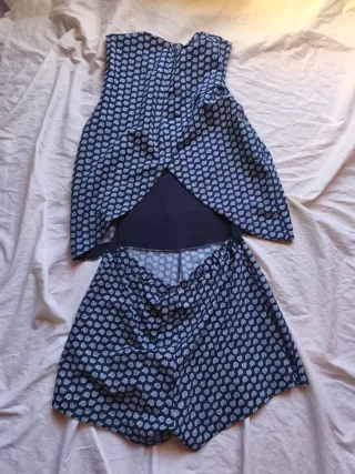 Mono Zara Talla M Estampado Azul Blanco