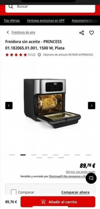 Freidora Princess 1500W - Plata