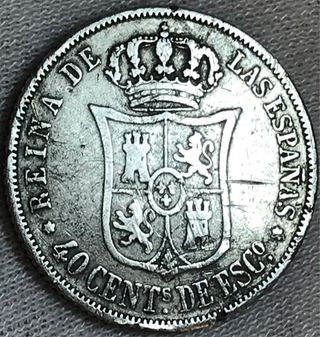 40 Céntimos Escudo Plata Isabel II 1867 + Regalo