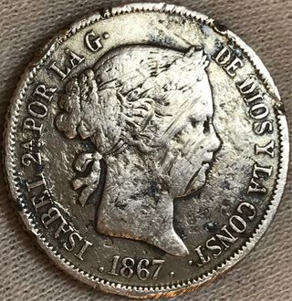 40 Céntimos Escudo Plata Isabel II 1867 + Regalo