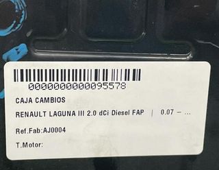95578 caja cambios aj0004 renault laguna 2.0 dci