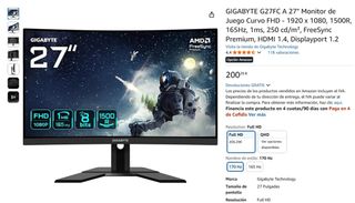 Monitor Curvo Gigabyte 27 FHD 165Hz