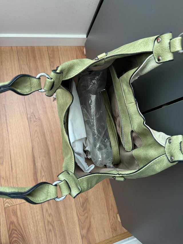 Mala Senhora Ombro - Natura -  Verde Crocodilo NOV