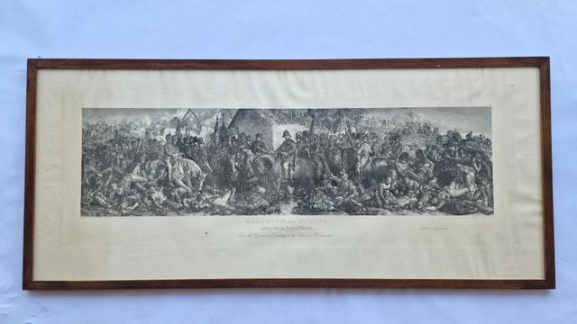 Stampa del 1875 Wellington e Blücher Waterloo