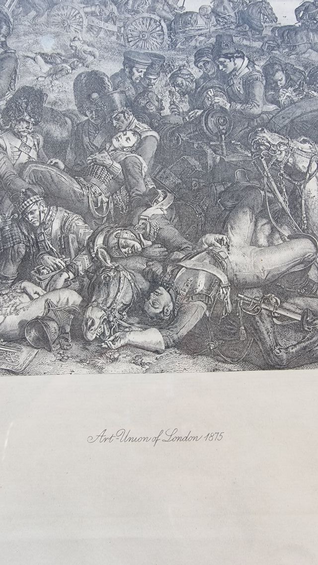 Stampa del 1875 Wellington e Blücher Waterloo