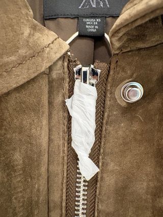 Zara Fur Leather 100% Bomber Jacket – Khaki TikTok