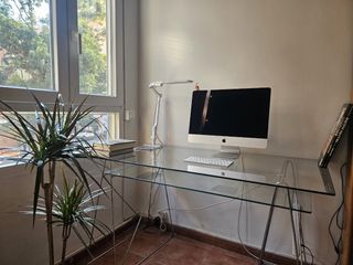 Mesa escritorio cristal y metal 140x70
