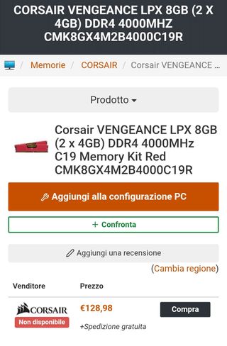 CORSAIR Vengeance LPX DDR4 2x4GB