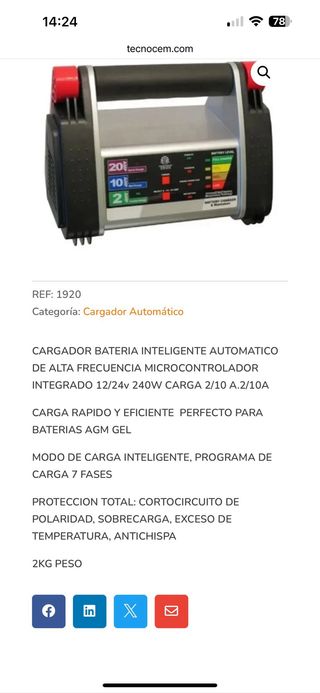 Cargador Baterías Tecnomaster 12V/24V
