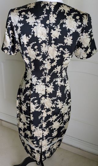 Vestido fiesta negro y dorado floral