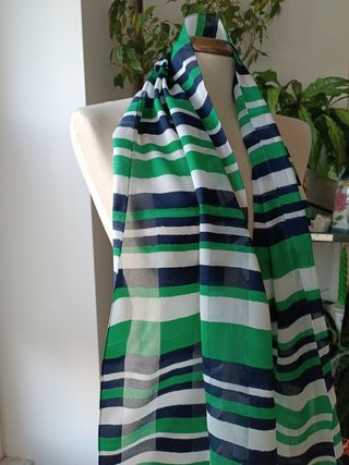 Stola Sciarpa Seta Verde e Blu