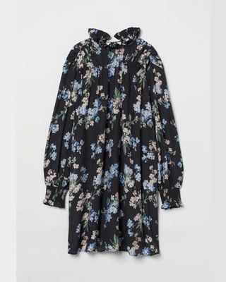 Vestido H&M floral negro/azul Talla XS