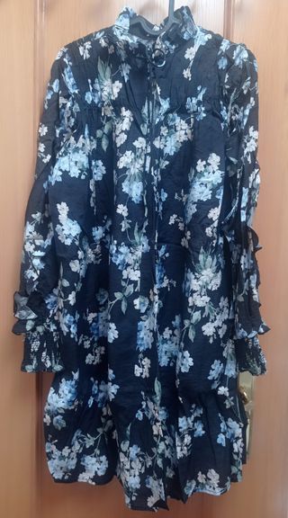 Vestido H&M floral negro/azul Talla XS