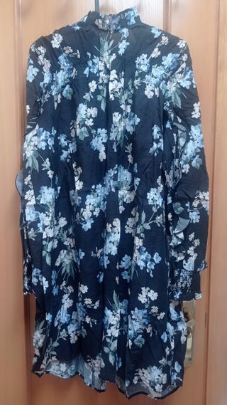 Vestido H&M floral negro/azul Talla XS