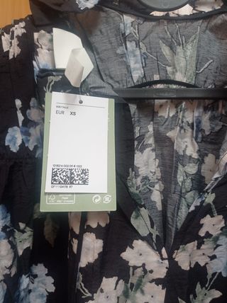 Vestido H&M floral negro/azul Talla XS
