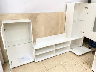 MUEBLE DE TELEVISION BLANCO CON CRISTAL NUEVO