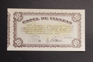 2 Billetes Papel de Fianzas 10 y 100 Pesetas