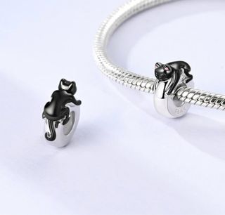Charm gato negro plata para Pandora
