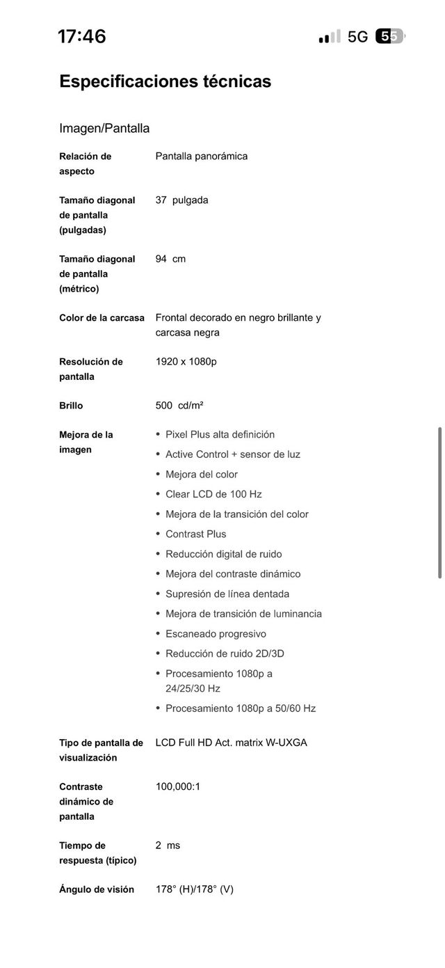 Televisor Philips 32" 37PFL5405H/12