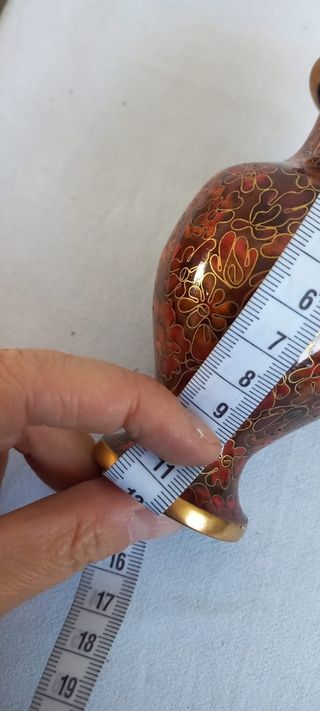 Coppia Vasi Cinesi Cloisonné Marrone Oro