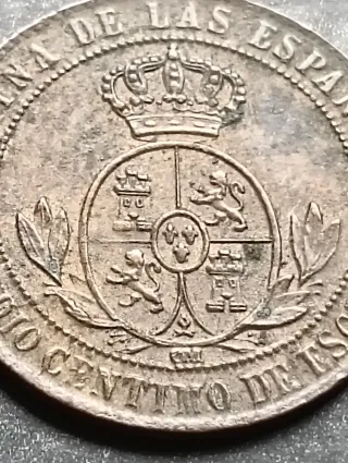 Moneda Medio Centimo Escudo 1867