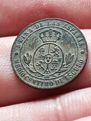 Moneda Medio Centimo Escudo 1867