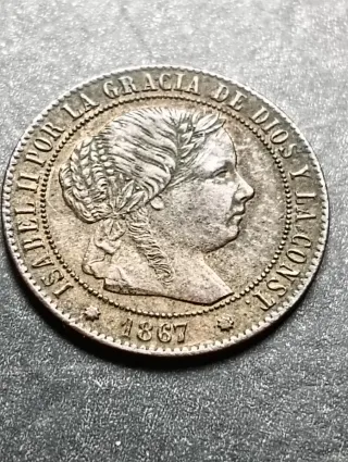 Moneda Medio Centimo Escudo 1867