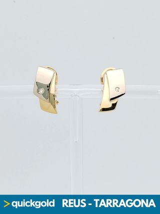035-04-0139 PENDIENTES ORO BICOLOR 18K RECTANGULAR