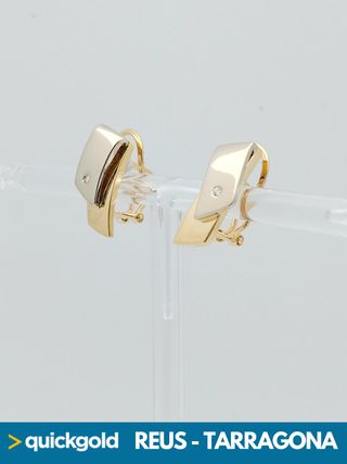 035-04-0139 PENDIENTES ORO BICOLOR 18K RECTANGULAR
