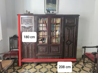 Escritorio antiguo madera y cristal